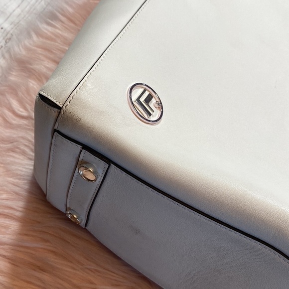 Luna by LaVoie Alex Bianco White Leather Tote Handbag - Picture 4 of 13